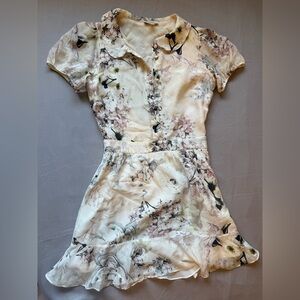 Floral Cream Silk Petite mini Dress, size XXS